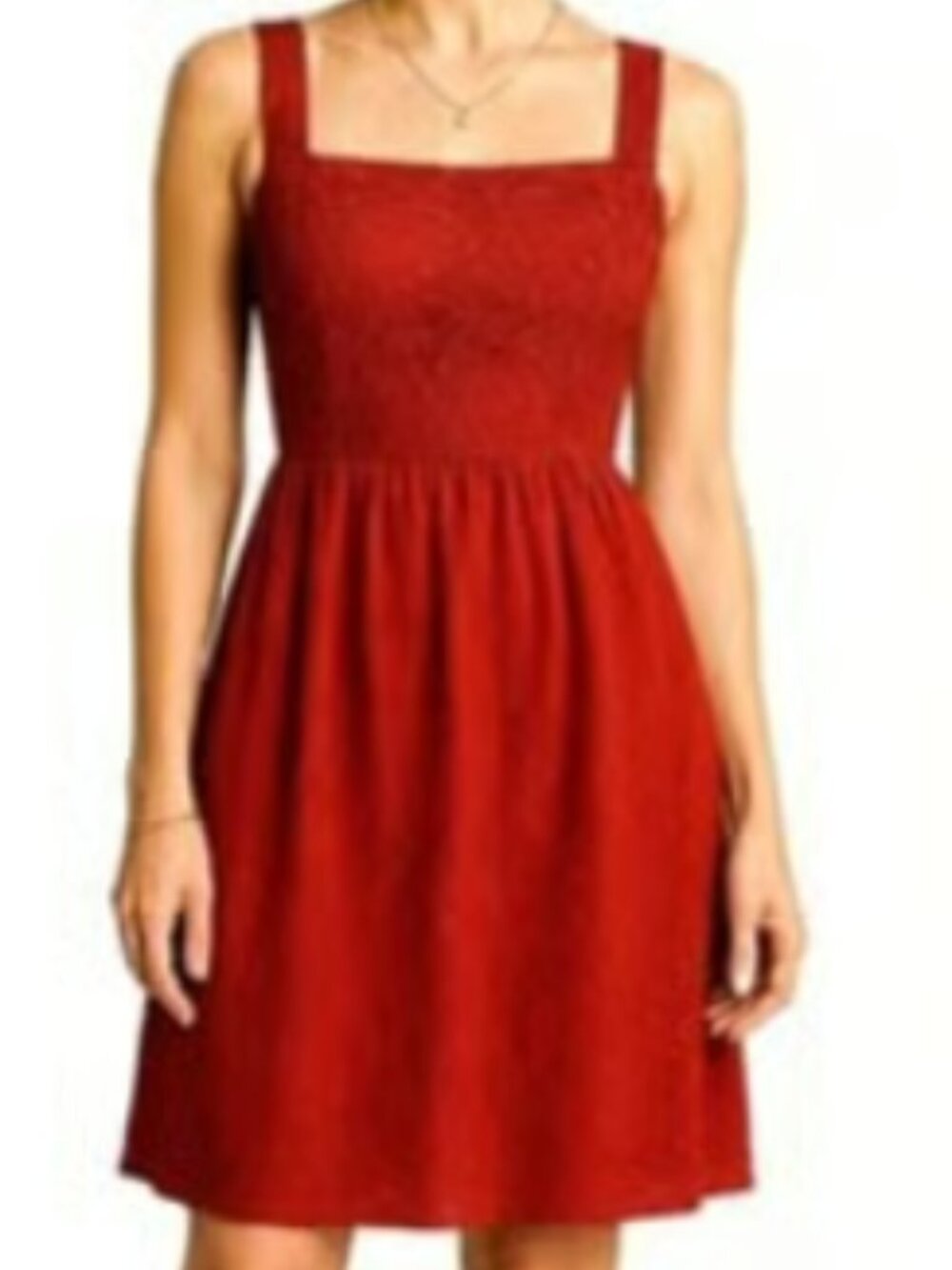 Kimchi Lace Special Occasion Red Dress Lace Back Short Sleeve A-Line Breathable